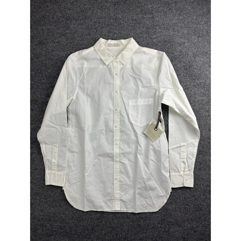 Hinge‎ Shirt Womens XS White 100% Cotton Button Front Long Sleeve Nordstrom